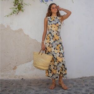 Art Of Bloom Bias Cut Maxi Dress Black — VRG GRL